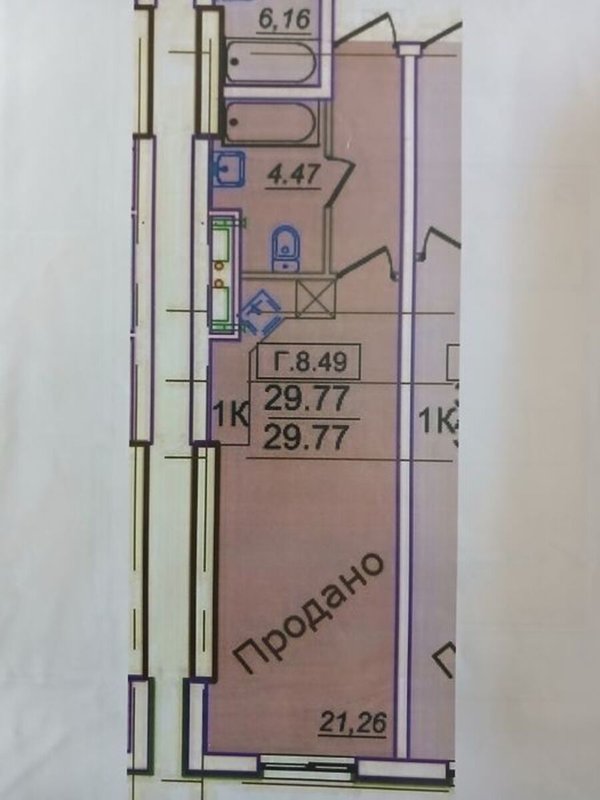 Продаж квартири 1-кімн., 29 м², Приморський — фото 2