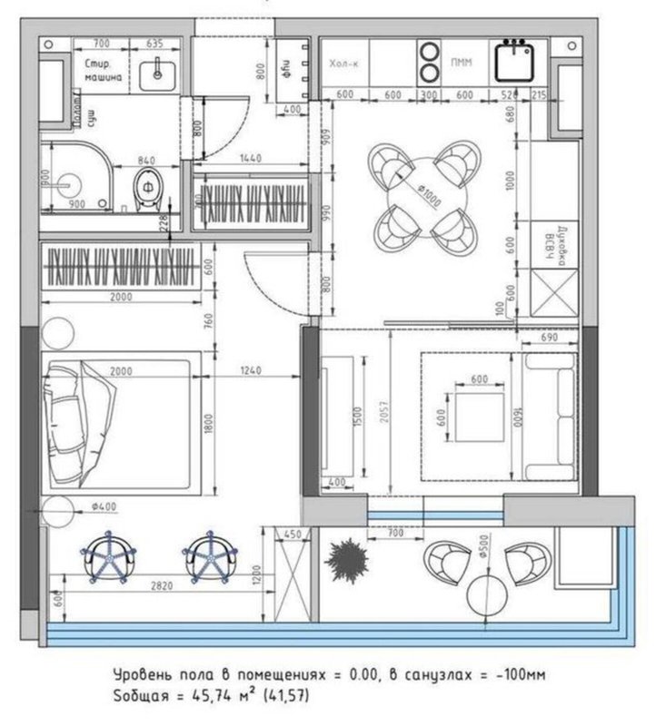 ЖК Таировские Сады панорамная квартира 45 м² с террасой и видом на море — фото 7