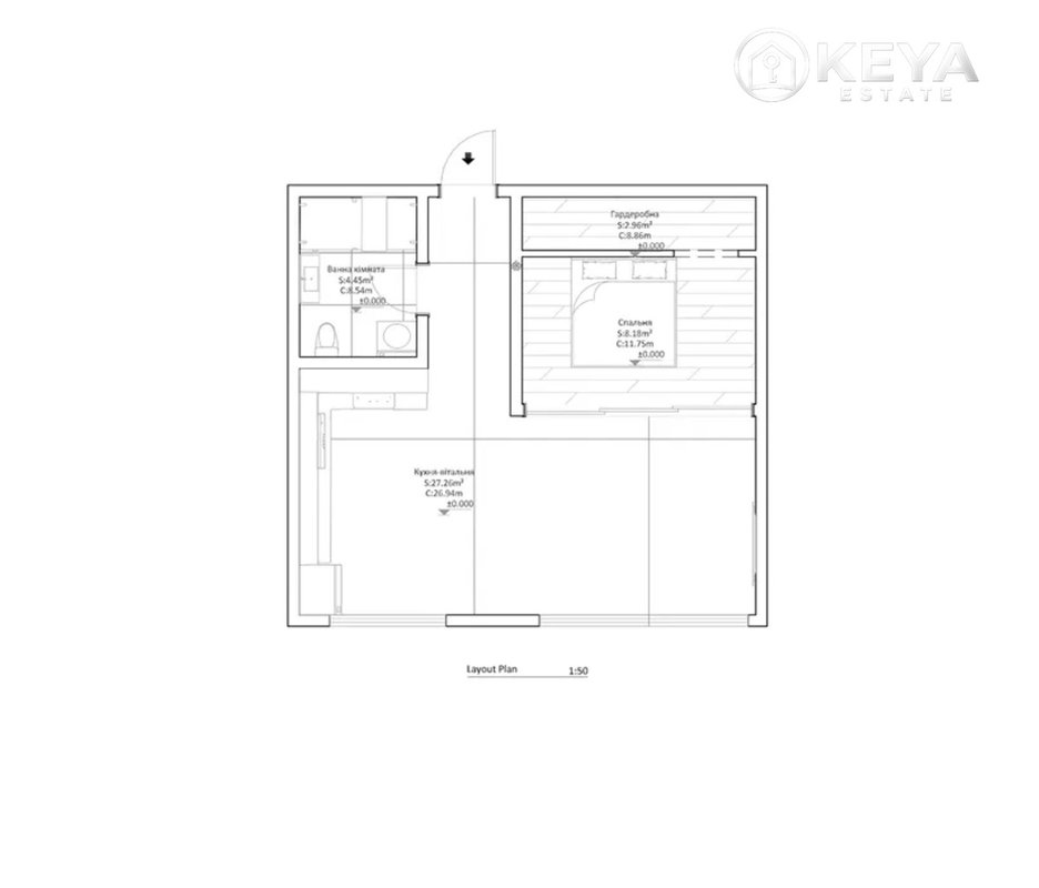 Таирова 46 Жемчужина 1-комнатная 45 м² гардеробная — фото 21