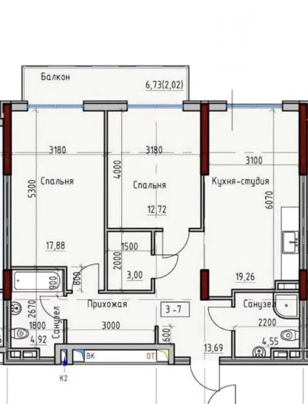 ЖК Пространство на Донского, 3 этаж 78 м², малоквартирный дом, бизнес-класс — фото 15