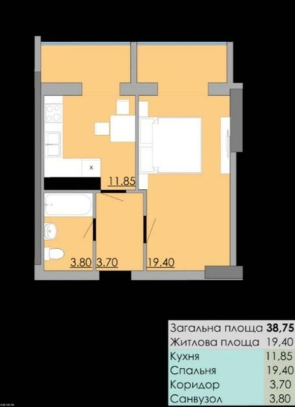 ЖК «Бульвар Акаций», Бугаёвская — светлая 1-комнатная 39 м² — фото 2